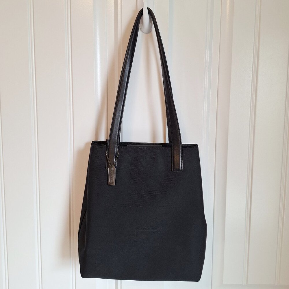 Coach VTG Mercer Y2K Black Twill & Leather Minimalist Shoulder Bag Tote